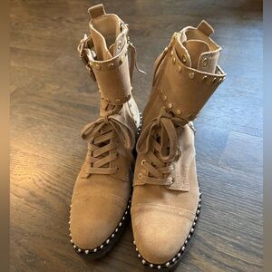 Sam‎ Edelman Jennifer Studded Suede Combat Boots